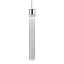 ZEEV Lighting P11703-LED-PN-G4 - Zigrina 18" Fluted Glass LED Pendant with Knurl Ring Polished Nickel