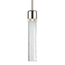 ZEEV Lighting P11703-LED-PN-G5 - Zigrina 12" Crackled Glass LED Pendant with Knurl Ring Polished Nickel