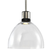 ZEEV Lighting P11703-LED-PN-K-SBB-G12 - Zigrina Glass Dome LED Pendant in Nickel and Black Knurled Ring