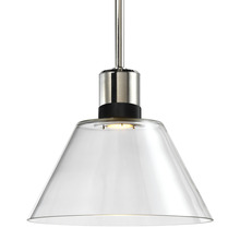 ZEEV Lighting P11703-LED-PN-K-SBB-G13 - Zigrina Glass Cone LED Pendant in Nickel and Black Knurled Ring