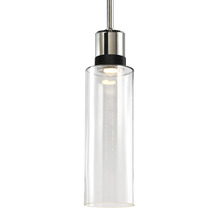 ZEEV Lighting P11703-LED-PN-K-SBB-G15 - Zigrina 18" Glass Drum LED Pendant in Nickel and Black Knurled Ring