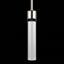 ZEEV Lighting P11703-LED-PN-K-SBB-G3 - 3" LED 3CCT Cylindrical Pendant Light, 12" Fluted Glass and Polished Nickel with Black Finis