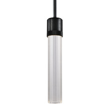 ZEEV Lighting P11704-LED-SBB-G3 - Zigrina 12" Fluted Glass LED Pendant with Knurl Ring Black