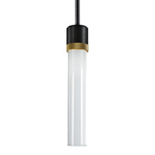 ZEEV Lighting P11704-LED-SBB-K-AGB-G1 - Zigrina 12" Clear Glass LED Pendant in Black and Brass Knurled Ring