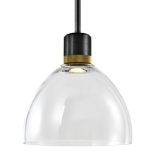 ZEEV Lighting P11704-LED-SBB-K-AGB-G12 - Zigrina Glass Dome LED Pendant in Black and Brass Knurled Ring
