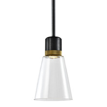 ZEEV Lighting P11704-LED-SBB-K-AGB-G16 - Zigrina Glass Bell LED Pendant in Black and Brass Knurled Ring