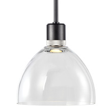 ZEEV Lighting P11704-LED-SBB-K-PN-G12 - Zigrina Glass Dome LED Pendant in Black and Nickel Knurled Ring