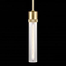 ZEEV Lighting P11705-E26-AGB-G3 - 3" E26 Cylindrical Pendant Light, 12" Fluted Glass and Aged Brass Finish