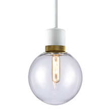 ZEEV Lighting P11706-E26-MW-K-AGB-G11 - Zigrina Globe Glass E26 Pendant in White with Knurled Ring in Brass