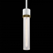 ZEEV Lighting P11706-E26-MW-K-AGB-G3 - 3" E26 Cylindrical Pendant Light, 12" Fluted Glass and Matte White with Brass Finish