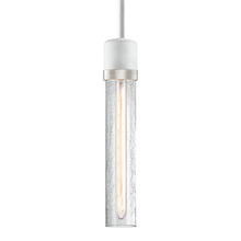 ZEEV Lighting P11706-E26-MW-K-PN-G5 - Zigrina 12" Crackled Glass E26 Pendant in White with Knurled Ring in Nickel