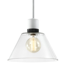 ZEEV Lighting P11706-E26-MW-K-SBB-G13 - Zigrina Glass Cone E26 Pendant in White with Knurled Ring in Black