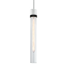 ZEEV Lighting P11706-E26-MW-K-SBB-G2 - Zigrina 18" Clear Glass E26 Pendant in White with Knurled Ring in Black
