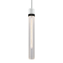 ZEEV Lighting P11706-E26-MW-K-SBB-G4 - Zigrina 18" Fluted Glass E26 Pendant in White with Knurled Ring in Black