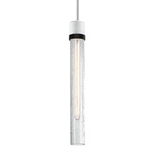 ZEEV Lighting P11706-E26-MW-K-SBB-G6 - Zigrina 18" Crackled Glass E26 Pendant in White with Knurled Ring in Black