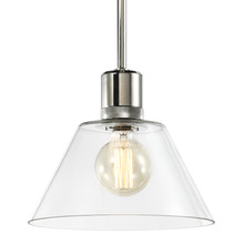 ZEEV Lighting P11707-E26-PN-G13 - Zigrina Glass Cone E26 Pendant with Knurled Ring Polished Nickel
