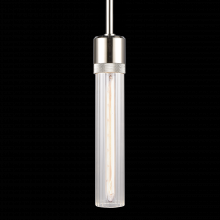 ZEEV Lighting P11707-E26-PN-G3 - 3" E26 Cylindrical Pendant Light, 12" Fluted Glass and Polished Nickel Finish