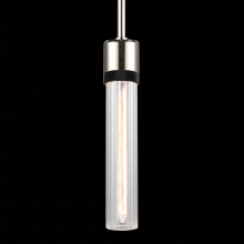 ZEEV Lighting P11707-E26-PN-K-SBB-G3 - 3" E26 Cylindrical Pendant Light, 12" Fluted Glass and Polished Nickel with Black Finish