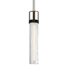 ZEEV Lighting P11707-E26-PN-K-SBB-G5 - Zigrina 12" Crackled Glass E26 Pendant in Nickel with Knurled Ring in Black