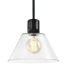 ZEEV Lighting P11708-E26-SBB-G13 - Zigrina Glass Cone E26 Pendant with Knurled Ring Satin Black