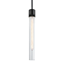 ZEEV Lighting P11708-E26-SBB-G2 - Zigrina 18" Clear Glass E26 Pendant with Knurled Ring Satin Black