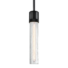 ZEEV Lighting P11708-E26-SBB-G5 - Zigrina 12" Crackled Glass E26 Pendant with Knurled Ring Satin Black