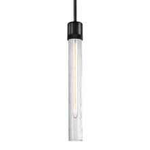 ZEEV Lighting P11708-E26-SBB-G6 - Zigrina 18" Crackled Glass E26 Pendant with Knurled Ring Satin Black
