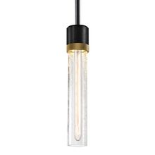 ZEEV Lighting P11708-E26-SBB-K-AGB-G5 - Zigrina 12" Crackled Glass E26 Pendant in Black with Knurled Ring in Brass