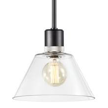 ZEEV Lighting P11708-E26-SBB-K-PN-G13 - Zigrina Glass Cone E26 Pendant in Black with Knurled Ring in Nickel
