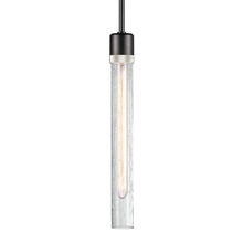 ZEEV Lighting P11708-E26-SBB-K-PN-G6 - Zigrina 18" Crackled Glass E26 Pendant in Black with Knurled Ring in Nickel