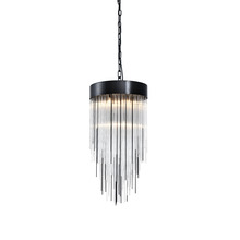 ZEEV Lighting P30010-4-SBB - Waterfall 12" 4-Light, Round Glass Pendant in Satin Brushed Black