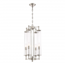 ZEEV Lighting P30069-4-PN - Regis 28" 4-Light, Vertical Fluted Glass Pendant in Polished Nickel