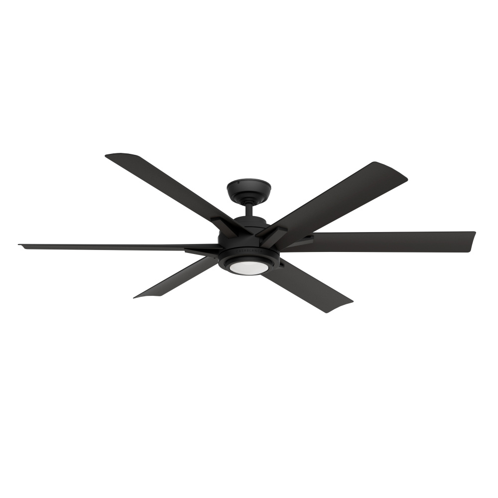 Casablanca 65" Melia ENERGY STAR® Matte Black Damp Rated Ceiling Fan w/ LED Lt Kit and Wall Cont