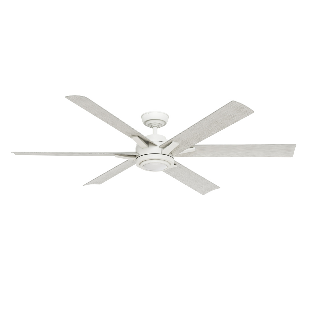 Casablanca 65" Melia ENERGY STAR® Fresh White Damp Rated Ceiling Fan w/ LED Lt Kit and Wall Cont