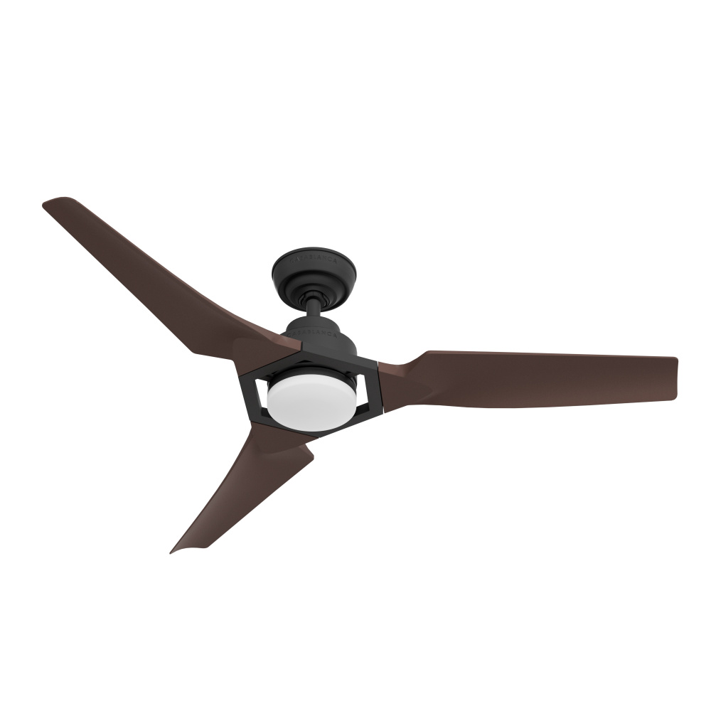 Casablanca 52 inch Eula ENERGY STAR® Matte Black Damp Rated Ceiling Fan with LED Light Kit