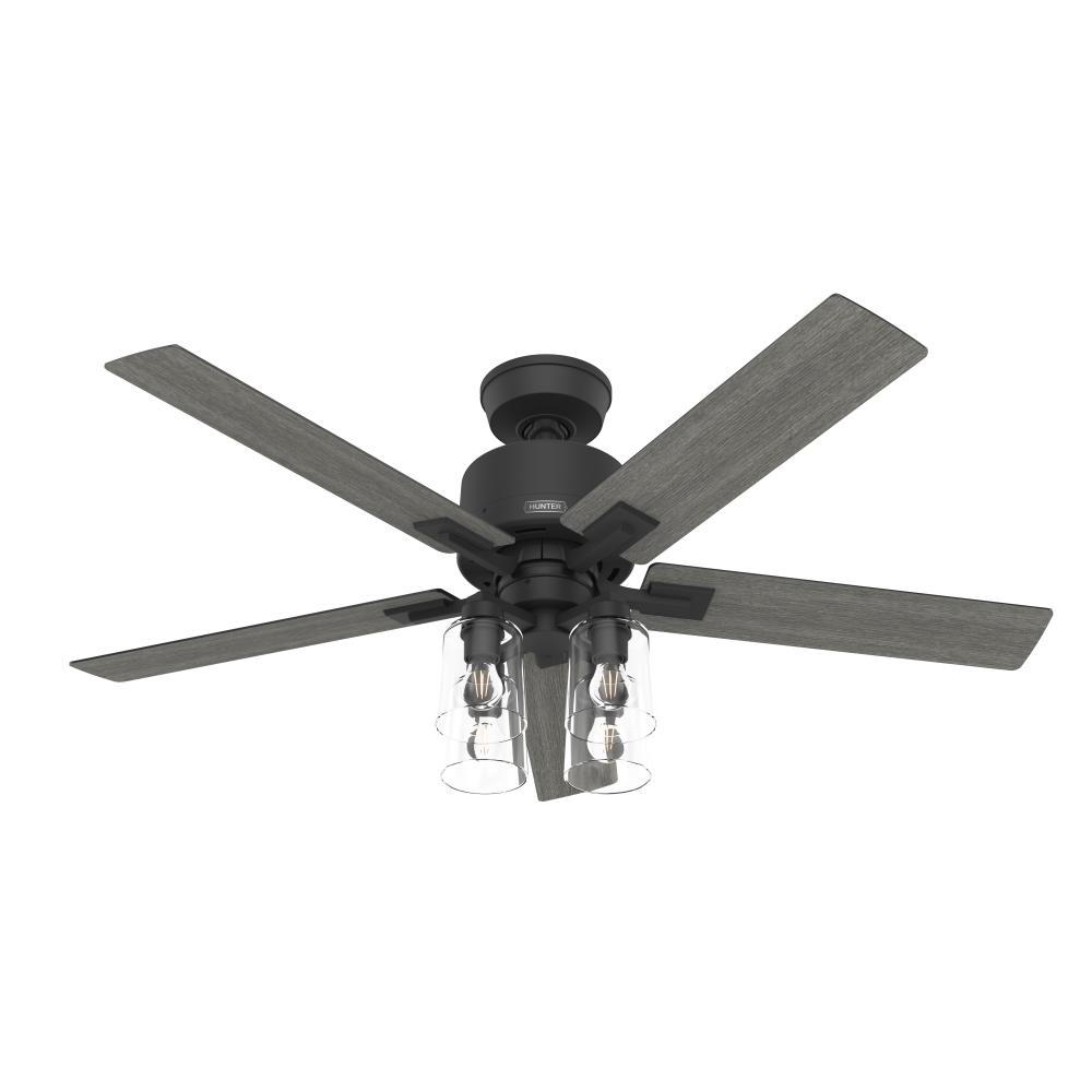 Hunter 52 inch Wi-Fi Techne Matte Black Ceiling Fan with LED Light Kit and Handheld Remote