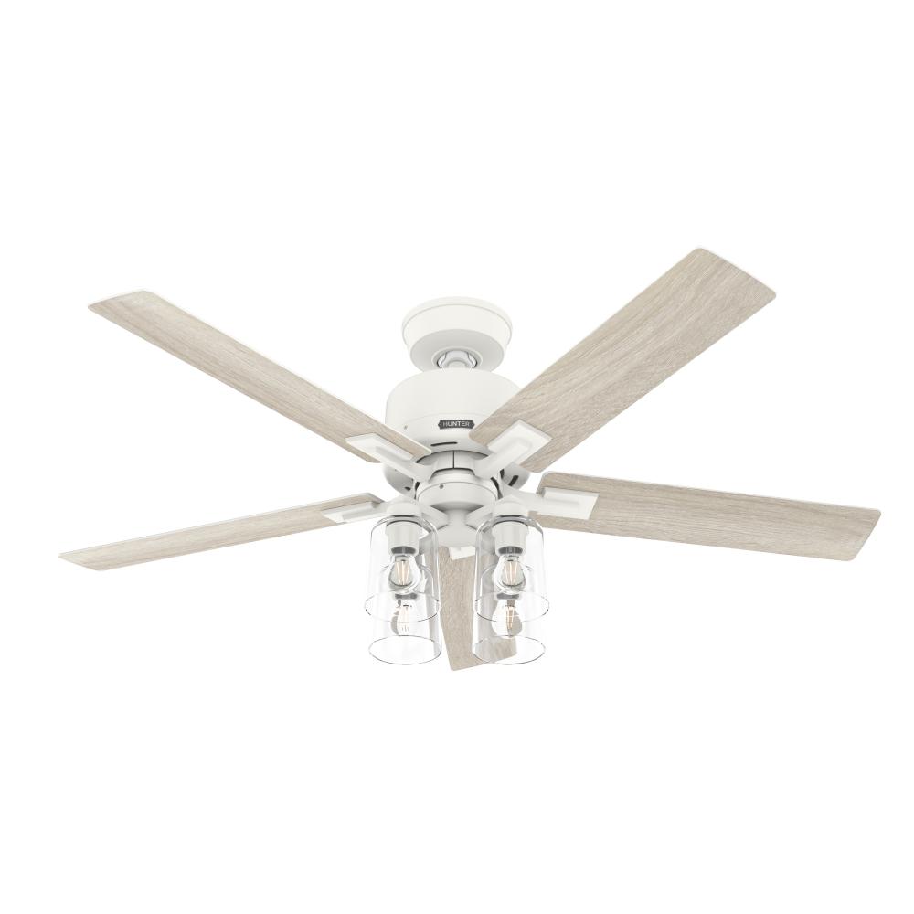 Hunter 52 inch Wi-Fi Techne Matte White Ceiling Fan with LED Light Kit and Handheld Remote