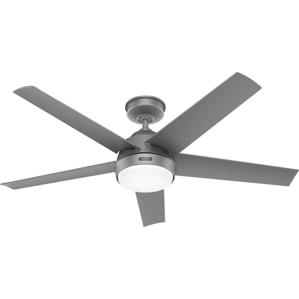 Hunter 52 in Skyflow Matte Silver WeatherMax Indoor / Outdoor Ceiling Fan w/ LED Lt Kit