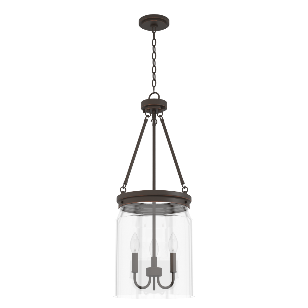 Hunter Devon Park Onyx Bengal with Clear Glass 3 Light Pendant Ceiling Light Fixture