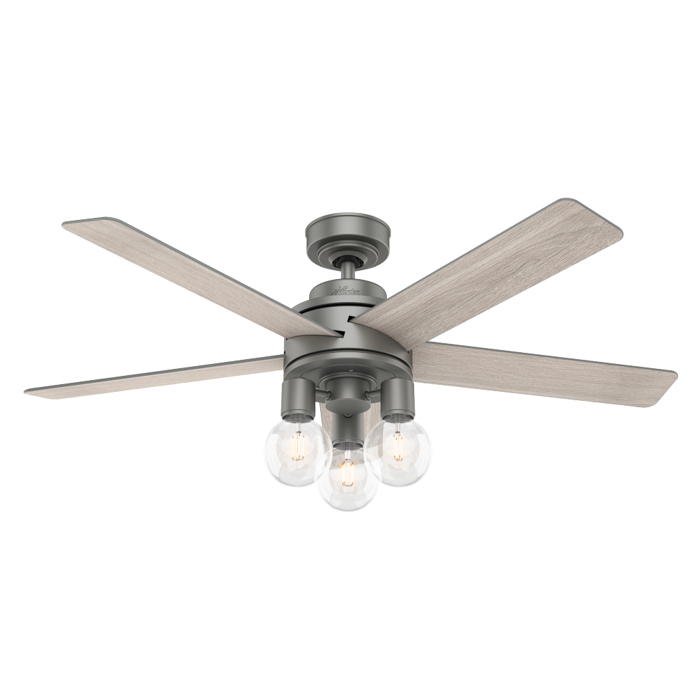 Hunter 52 inch Hardwick Matte Silver Ceiling Fan with LED Light Kit and Handheld Remote