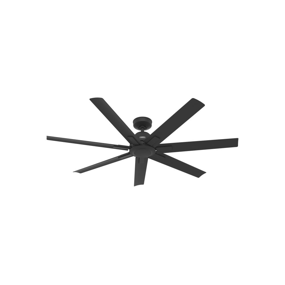 Hunter 60 inch Downtown Matte Black Damp Rated Ceiling Fan and Wall Control