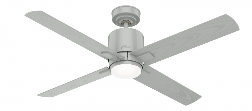 Hunter 52 inch Visalia Quartz Grey Damp Rated Ceiling Fan with LED Light Kit and Handheld Remote