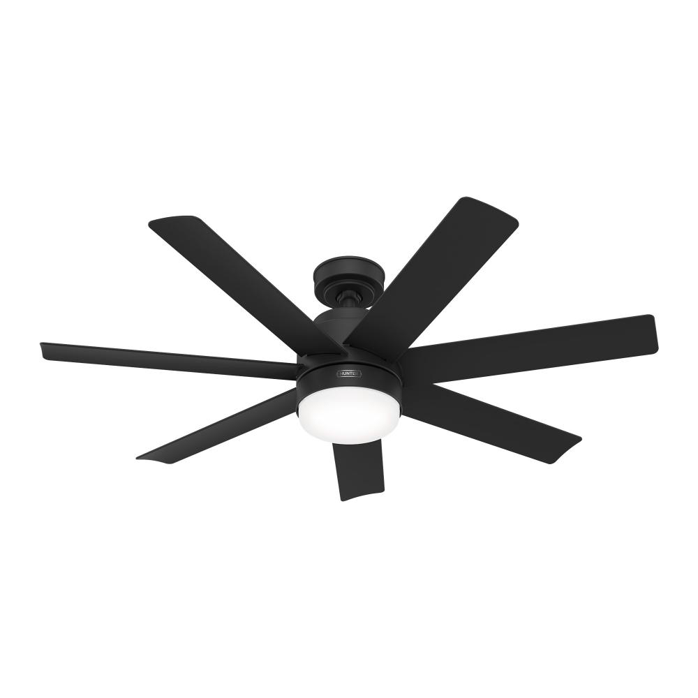 Hunter 52 inch Brazos ENERGY STAR® Matte Black Damp Rated Ceiling Fan with LED Lt Kit