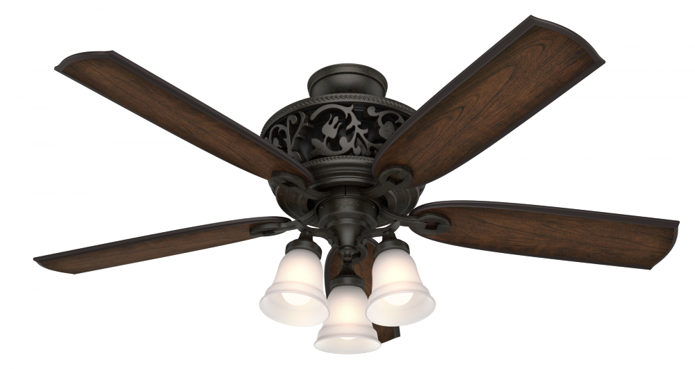 Hunter 54 inch Promenade Brittany Bronze Ceiling Fan with LED Light Kit and Handheld Remote