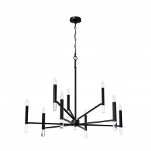 Hunter 45232 - Hunter Sunjai Matte Black 9 Light Chandelier Ceiling Light Fixture