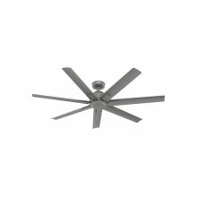 Hunter 51589 - Hunter 60 inch Downtown Matte Silver Damp Rated Ceiling Fan and Wall Control