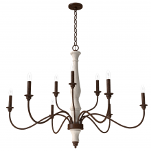 Hunter 19281 - Hunter Teren Distressed White and Textured Rust 9 Light Chandelier Ceiling Light Fixture