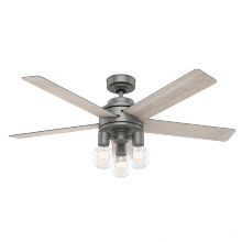 Hunter 51842 - Hunter 52 inch Hardwick Matte Silver Ceiling Fan with LED Light Kit and Handheld Remote