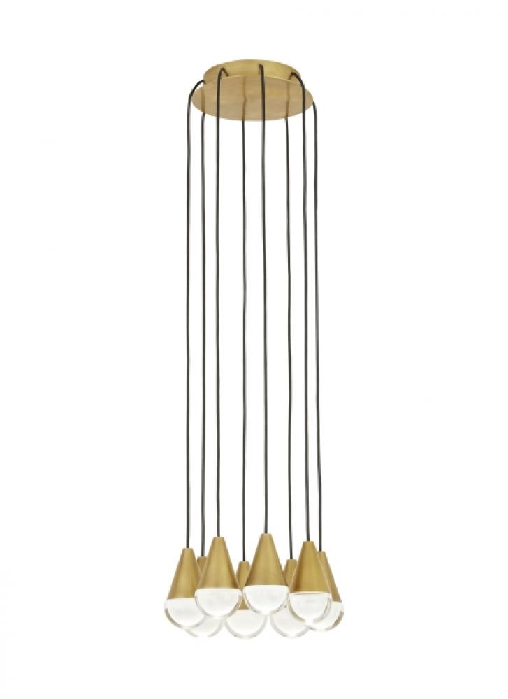 Modern Cupola dimmable LED 8-light Chandelier Ceiling Light in a Natural Brass/Gold Colored finish