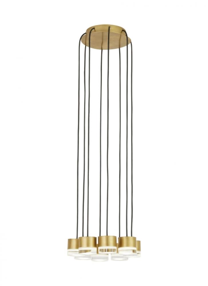 Modern Gable dimmable LED 8-light Ceiling Chandelier in a Natural Brass/Gold Colored finish
